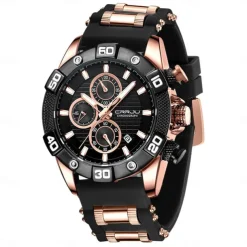 CRRJU Men Watches Top Brand Luxury Quartz Silicone Strap Sport Waterproof Clock with Luminious Quartz Watch