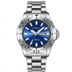CRRJU Top Original Men Quartz Watch Green Waterproof Watch for Men Stainless Steel Quartz Men Luxury Watch Luminous Wristwatch