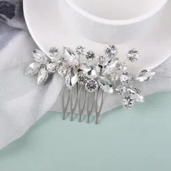 Crystal Bride Wedding Hair Comb Silver Rhinestone Bridal Hair Clip Sparkly Hair Piece Gem Hair Accessories for Women and Girls (Silver)