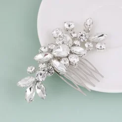 Crystal Bride Wedding Hair Comb Silver Rhinestone Bridal Hair Clip Sparkly Hair Piece Gem Hair Accessories for Women and Girls (Silver)