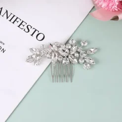 Crystal Bride Wedding Hair Comb Silver Rhinestone Bridal Hair Clip Sparkly Hair Piece Gem Hair Accessories for Women and Girls (Silver)