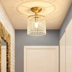 Crystal Chandelier Flush Ceiling Light Raindrop Crystal Pendant Light Decoration for Bedroom Hallway Living Room 110-240V
