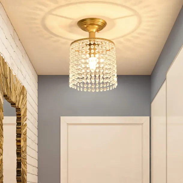 Crystal Chandelier Flush Ceiling Light Raindrop Crystal Pendant Light Decoration for Bedroom Hallway Living Room 110-240V