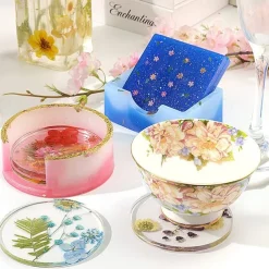 Crystal Drop Adhesive Diy Epoxy Resin Square Coaster Box Circular Coaster Box Storage Box Silicone Mirror Mold