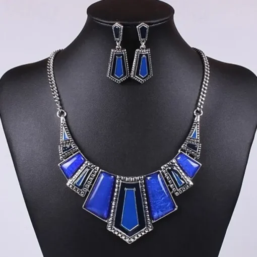 Crystal Jewelry Set Party Statement Ladies Casual Vintage Cute Cubic Zirconia Earrings Jewelry Purple / Red / Blue For Party / Necklace