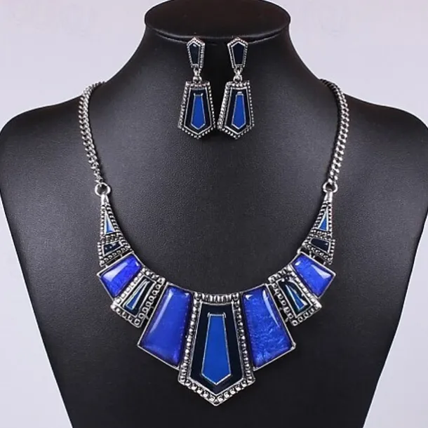 Crystal Jewelry Set Party Statement Ladies Casual Vintage Cute Cubic Zirconia Earrings Jewelry Purple / Red / Blue For Party / Necklace