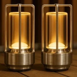 Crystal Lantern Light, Czgor Battery Operated Rechargeable Cordless Crystal Table Lantern Lamp with 3-Color, Portable Small LED Desk Lamp for Indoor/Outdoor Patio Camping Bedroom Bar Restaurant