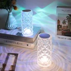 Crystal Light Lamp Color Changing Lamps Table Lamp with Touch Control Diamond LED Night Light Rechargeable Rose Romantic Date Lighting Decor for Festival, Home, Restaurant, Bar
