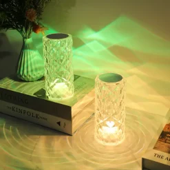 Crystal Light Lamp Color Changing Lamps Table Lamp with Touch Control Diamond LED Night Light Rechargeable Rose Romantic Date Lighting Decor for Festival, Home, Restaurant, Bar