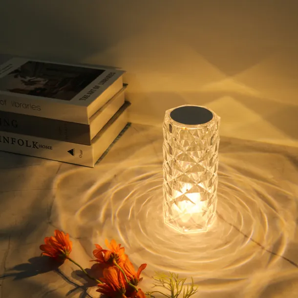 Crystal Light Lamp Color Changing Lamps Table Lamp with Touch Control Diamond LED Night Light Rechargeable Rose Romantic Date Lighting Decor for Festival, Home, Restaurant, Bar