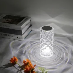 Crystal Light Lamp Color Changing Lamps Table Lamp with Touch Control Diamond LED Night Light Rechargeable Rose Romantic Date Lighting Decor for Festival, Home, Restaurant, Bar