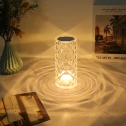 Crystal Light Lamp Color Changing Lamps Table Lamp with Touch Control Diamond LED Night Light Rechargeable Rose Romantic Date Lighting Decor for Festival, Home, Restaurant, Bar