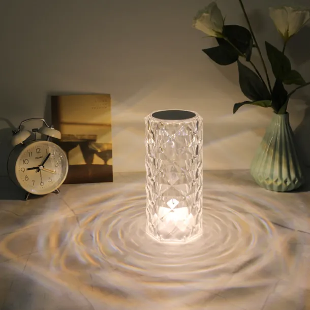 Crystal Light Lamp Color Changing Lamps Table Lamp with Touch Control Diamond LED Night Light Rechargeable Rose Romantic Date Lighting Decor for Festival, Home, Restaurant, Bar