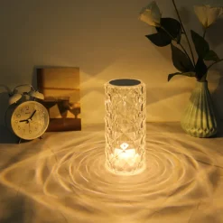 Crystal Light Lamp Color Changing Lamps Table Lamp with Touch Control Diamond LED Night Light Rechargeable Rose Romantic Date Lighting Decor for Festival, Home, Restaurant, Bar