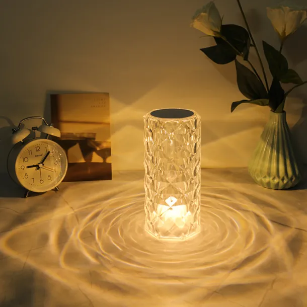 Crystal Light Lamp Color Changing Lamps Table Lamp with Touch Control Diamond LED Night Light Rechargeable Rose Romantic Date Lighting Decor for Festival, Home, Restaurant, Bar