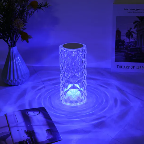 Crystal Light Lamp Color Changing Lamps Table Lamp with Touch Control Diamond LED Night Light Rechargeable Rose Romantic Date Lighting Decor for Festival, Home, Restaurant, Bar