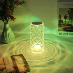 Crystal Light Lamp Color Changing Lamps Table Lamp with Touch Control Diamond LED Night Light Rechargeable Rose Romantic Date Lighting Decor for Festival, Home, Restaurant, Bar