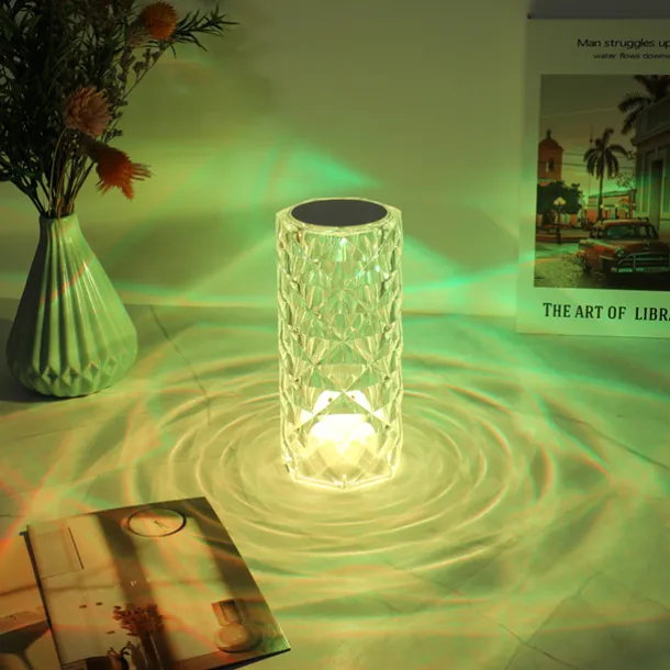 Crystal Light Lamp Color Changing Lamps Table Lamp with Touch Control Diamond LED Night Light Rechargeable Rose Romantic Date Lighting Decor for Festival, Home, Restaurant, Bar