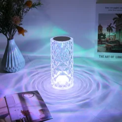 Crystal Light Lamp Color Changing Lamps Table Lamp with Touch Control Diamond LED Night Light Rechargeable Rose Romantic Date Lighting Decor for Festival, Home, Restaurant, Bar
