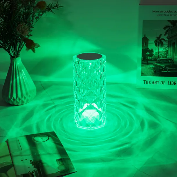 Crystal Light Lamp Color Changing Lamps Table Lamp with Touch Control Diamond LED Night Light Rechargeable Rose Romantic Date Lighting Decor for Festival, Home, Restaurant, Bar