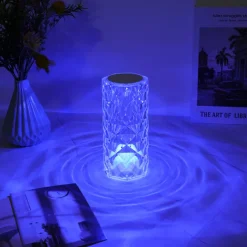 Crystal Light Lamp Color Changing Lamps Table Lamp with Touch Control Diamond LED Night Light Rechargeable Rose Romantic Date Lighting Decor for Festival, Home, Restaurant, Bar