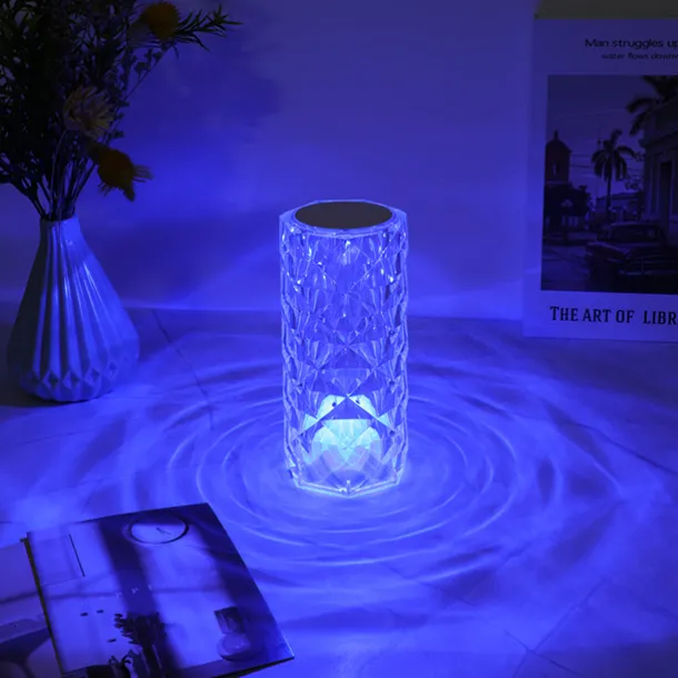 Crystal Light Lamp Color Changing Lamps Table Lamp with Touch Control Diamond LED Night Light Rechargeable Rose Romantic Date Lighting Decor for Festival, Home, Restaurant, Bar