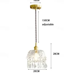 Crystal Pendant Light with Clear Glass Shade Gold Brushed Brass Finish Modern Kitchen Island Hanging Light Adjustable Chandelier for Hallway Dining Living Room 1 Light 110-240V