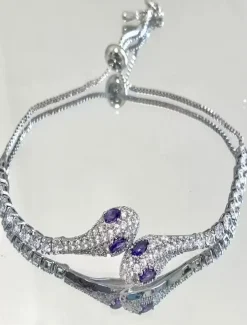 Cubic Zirconia Vintage Style Snake Personalized Chrome Bracelet Jewelry Silver / Purple / Green For Party Street