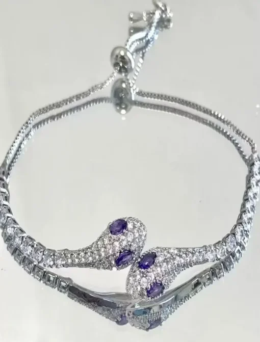 Cubic Zirconia Vintage Style Snake Personalized Chrome Bracelet Jewelry Silver / Purple / Green For Party Street
