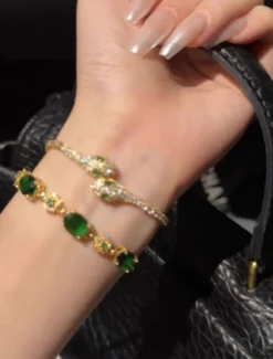 Cubic Zirconia Vintage Style Snake Personalized Chrome Bracelet Jewelry Silver / Purple / Green For Party Street