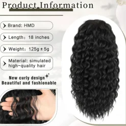 Curly Ponytail Extension Drawstring Ponytail for Black Women Natural Black Curly Clip in Hair Extensions 18 Inch Ponytail Extension Synthetic Hairpiece for Daily Party