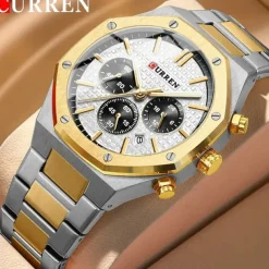 CURREN Men Quartz Watch Fashion Business Wristwatch Luminous Calendar Waterproof Decoration Steel Watch