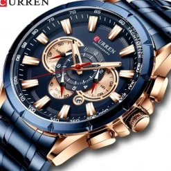 CURREN Men Quartz Watch Outdoor Fashion Casual Wristwatch Luminous Calendar Waterproof Decoration Steel Watch