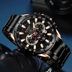 CURREN Men Quartz Watch Outdoor Fashion Casual Wristwatch Luminous Calendar Waterproof Decoration Steel Watch