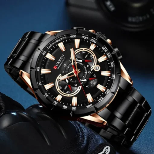 CURREN Men Quartz Watch Outdoor Fashion Casual Wristwatch Luminous Calendar Waterproof Decoration Steel Watch