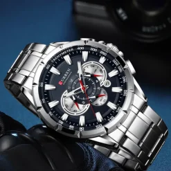 CURREN Men Quartz Watch Outdoor Fashion Casual Wristwatch Luminous Calendar Waterproof Decoration Steel Watch