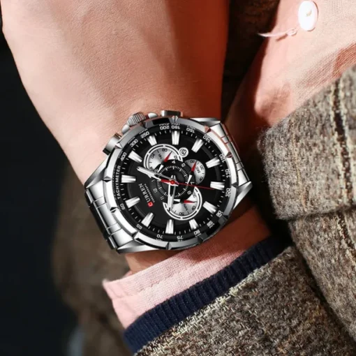 CURREN Men Quartz Watch Outdoor Fashion Casual Wristwatch Luminous Calendar Waterproof Decoration Steel Watch