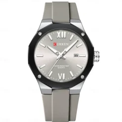 CURREN Men Quartz Watch Sports Fashion Casual Wristwatch Luminous Calendar Waterproof Decoration Silicone Gel Watch