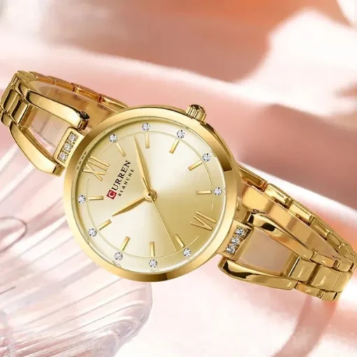 CURREN Women Quartz Watch Minimalist Fashion Wristwatch Waterproof Decoration Stainless Steel Watch