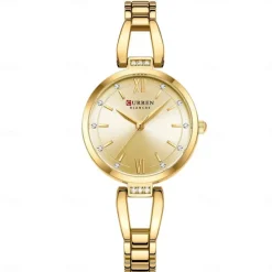 CURREN Women Quartz Watch Minimalist Fashion Wristwatch Waterproof Decoration Stainless Steel Watch