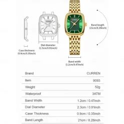 CURREN Women Quartz Watch Creative Minimalist Fashion Casual Waterproof Decoration Stainless Steel Watch