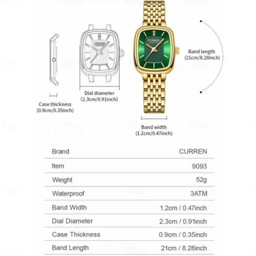CURREN Women Quartz Watch Creative Minimalist Fashion Casual Waterproof Decoration Stainless Steel Watch