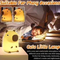 Cute Cartoon Capybara Silicone Night Light USB Rechargeable Timing Dimming Sleep Night Lamp for Children's Room Decor