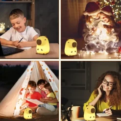 Cute Cartoon Capybara Silicone Night Light USB Rechargeable Timing Dimming Sleep Night Lamp for Children's Room Decor