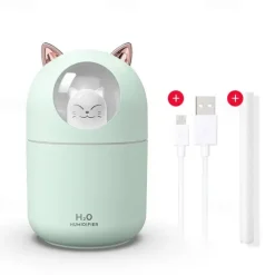 Cute Cat USB Mini Fragrance Humidifier Household Suitable Cool Mist with Adjustable Mist Mode 300ml Water Tank Waterless Auto Shut-off for Bedroom Home Office