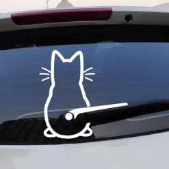 Cute Kitten Cat Car Windshield Wiper Art Sticker Decor Lovely Animal Cat Mural Art Decal for Car Rear Wiper