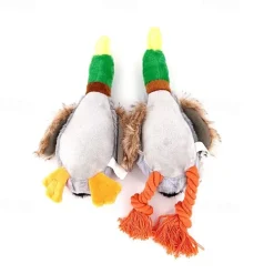 Cute Plush Duck Sound Toy Stuffed Squeaky Animal Squeak Dog Toy Cleaning Tooth Dog Chew Rope Toys