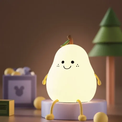 Cute Sleeping Silicone Night Light Gift Bedroom Sleeping Bedside Tap Light LED Pear Shape Night Light 5V USB Rechargeable Dimmable Touch Silicone RGB Desk Lamp Bedroom Decoration Kids Gift Baby Light