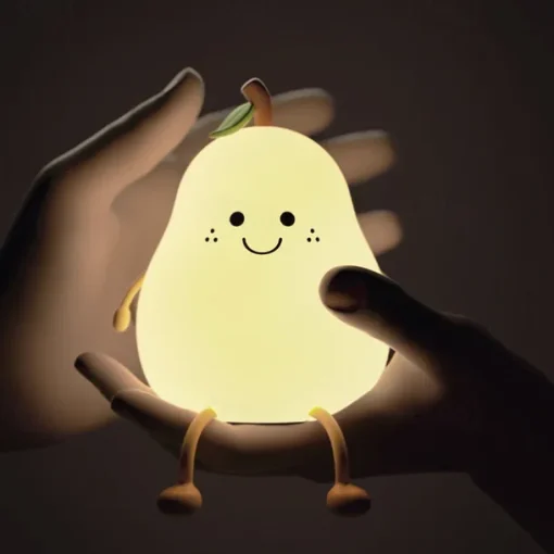 Cute Sleeping Silicone Night Light Gift Bedroom Sleeping Bedside Tap Light LED Pear Shape Night Light 5V USB Rechargeable Dimmable Touch Silicone RGB Desk Lamp Bedroom Decoration Kids Gift Baby Light