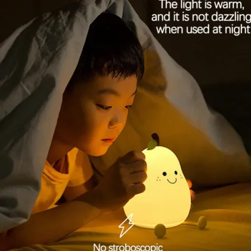 Cute Sleeping Silicone Night Light Gift Bedroom Sleeping Bedside Tap Light LED Pear Shape Night Light 5V USB Rechargeable Dimmable Touch Silicone RGB Desk Lamp Bedroom Decoration Kids Gift Baby Light